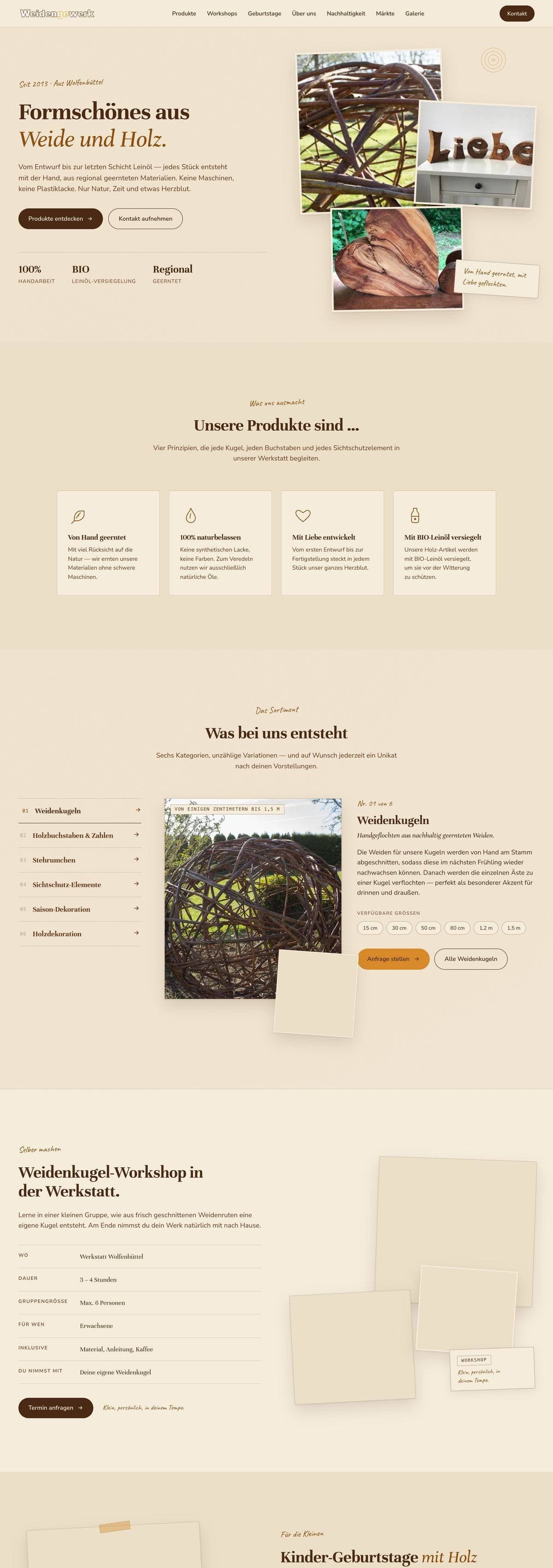 Website von Weidengewerk aus Wolfenbüttel: Formschönes aus Weide und Holz, gebaut von Pagoras